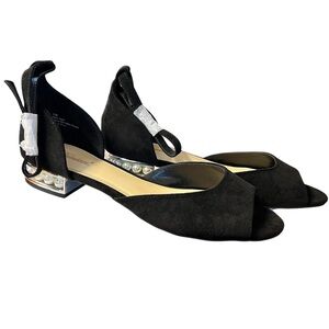 Dunion NIB Women’s Elegant Black Flats with Faux Pearl Detail Sz 9.5
